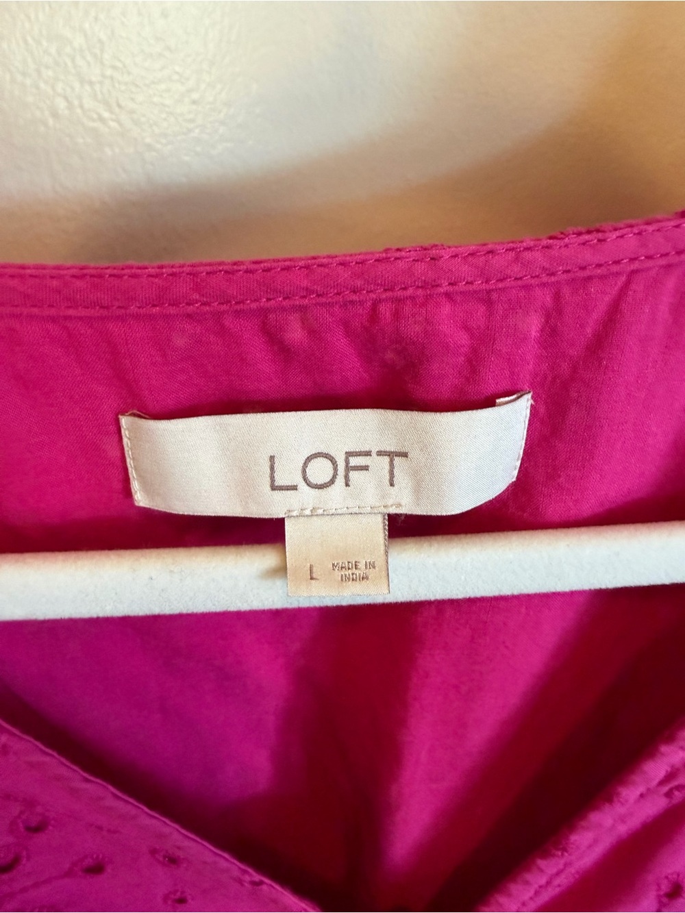 LOFT Magenta Eyelet Peplum Ruffle V-Neck Tank - Picture 5 of 5